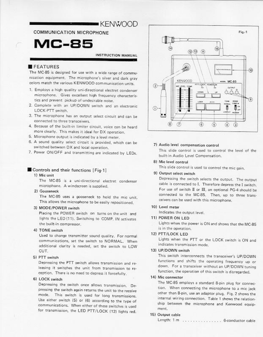 KENWOOD--MC-85-操作说明书手册-