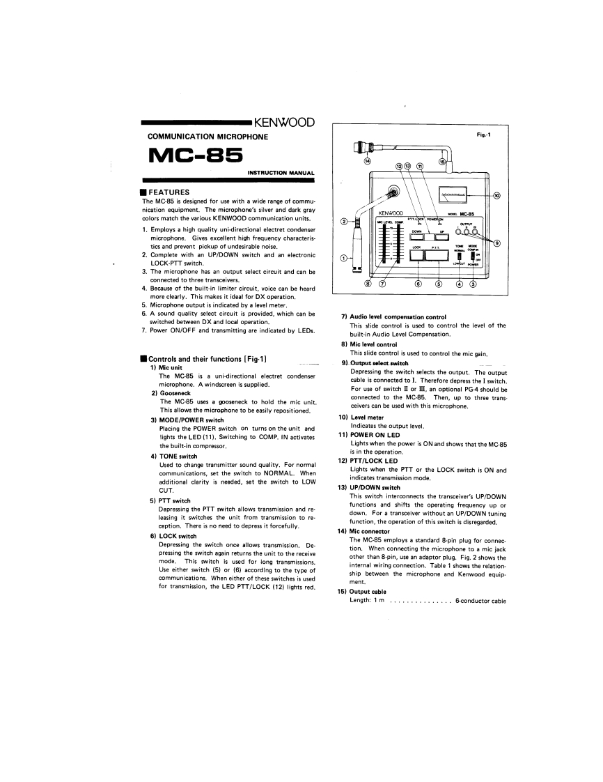 KENWOOD--MC-85-操作说明书手册