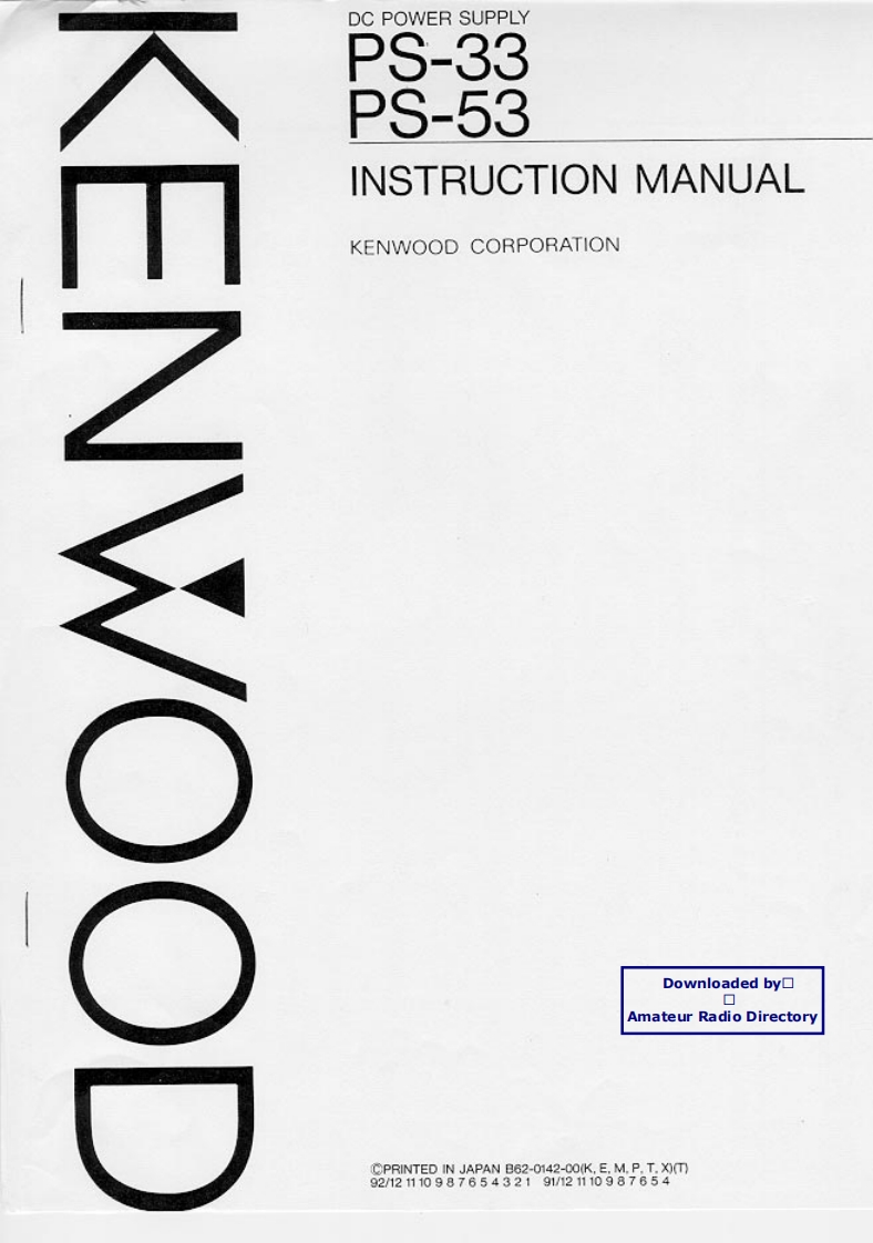 KENWOOD--PS-33-PS-53-操作说明书手册