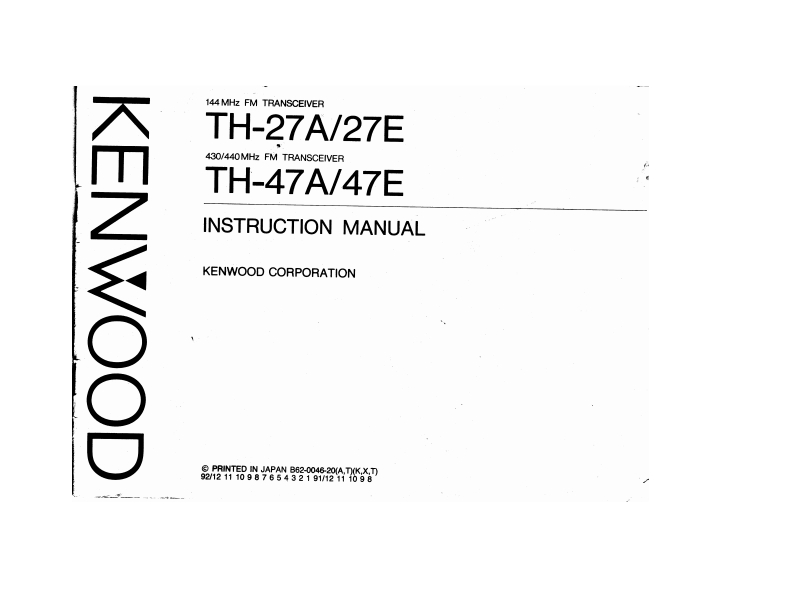 KENWOOD--TH-27-47AE-操作说明书手册