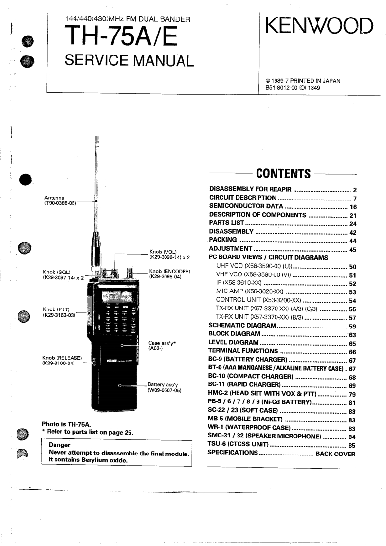 KENWOOD--TH-75-维修电器原理图手册
