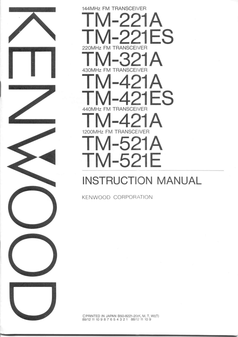 KENWOOD--TM-421A-操作说明书手册