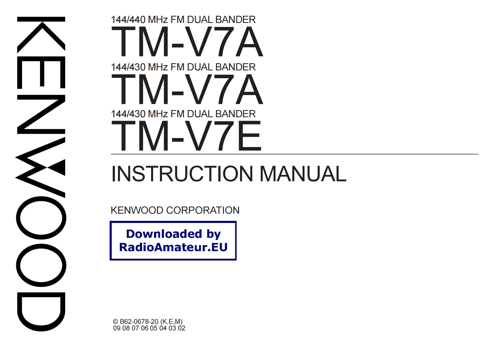 KENWOOD--TM-V7-操作说明书手册