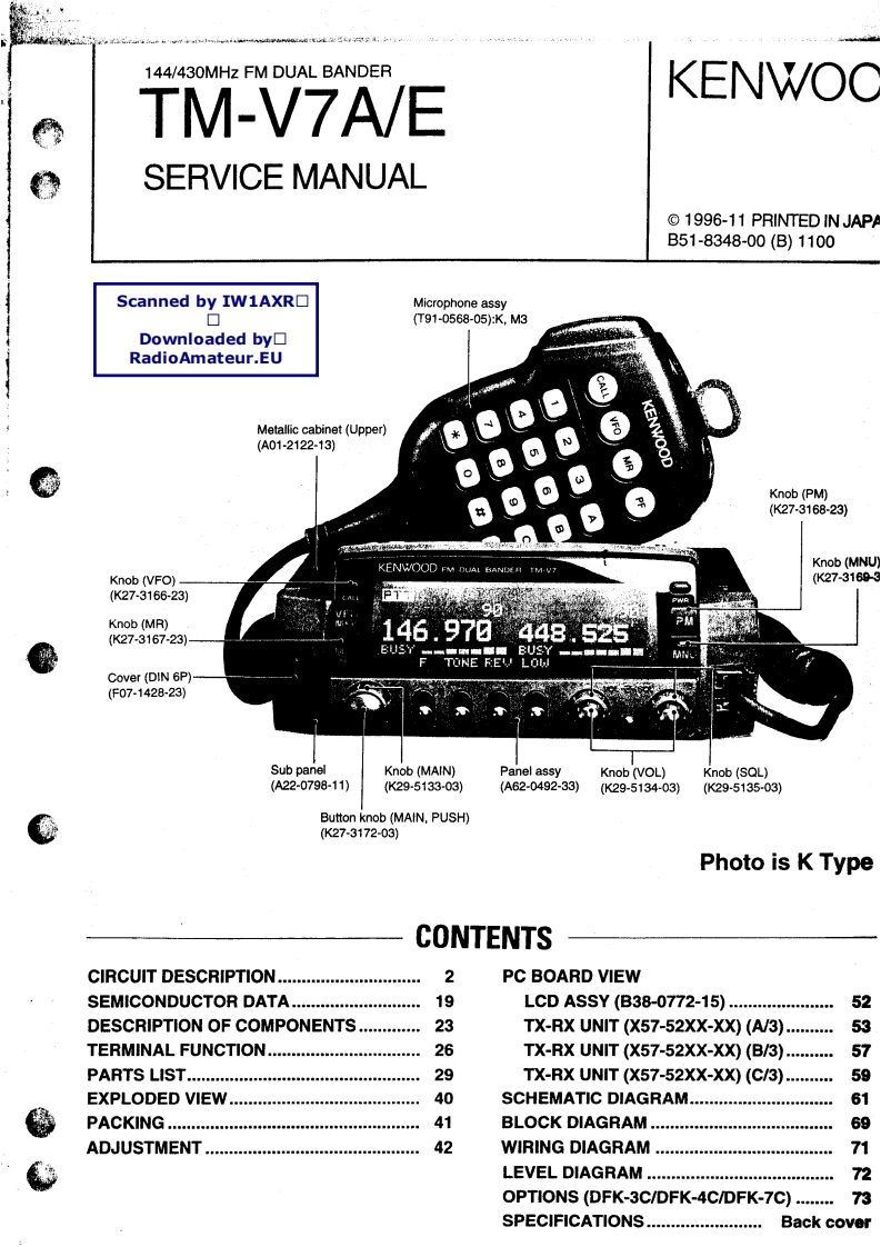 KENWOOD--TM-V7-维修用说明书手册