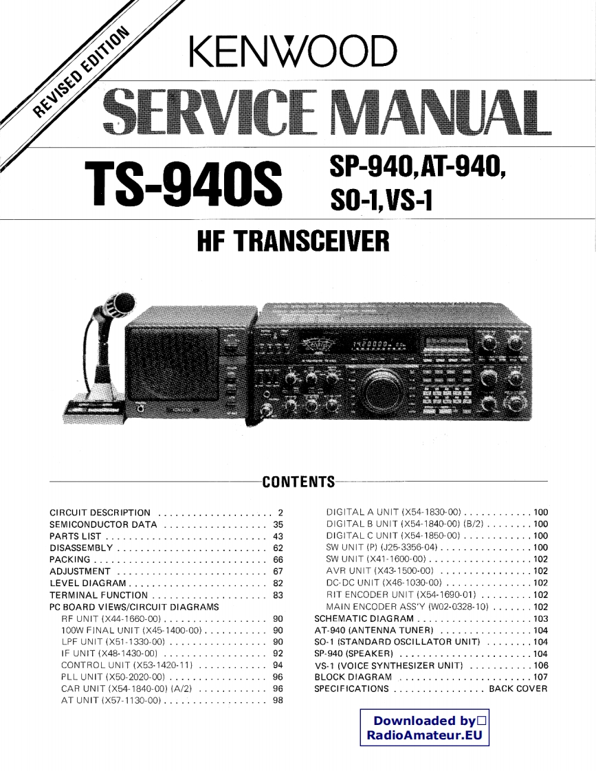 KENWOOD--TS-940-维修电器原理图手册