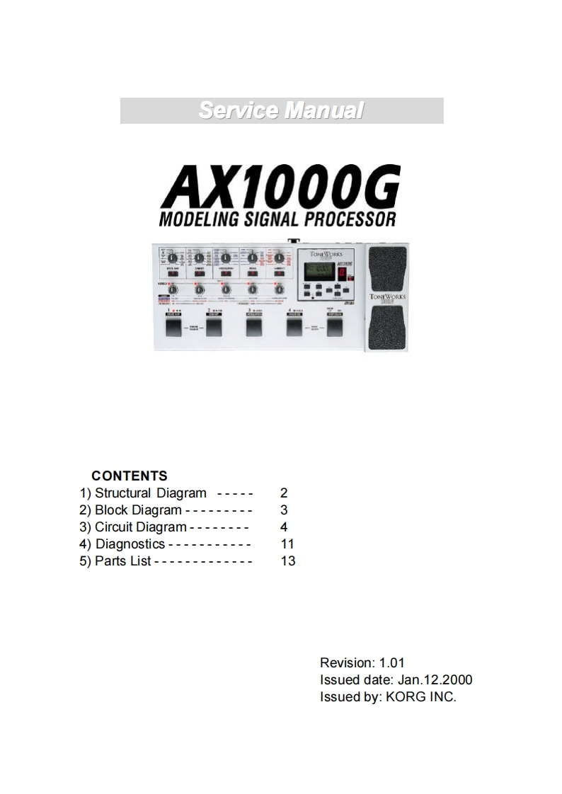 KORG_AX1000G_维修手册电器原理图