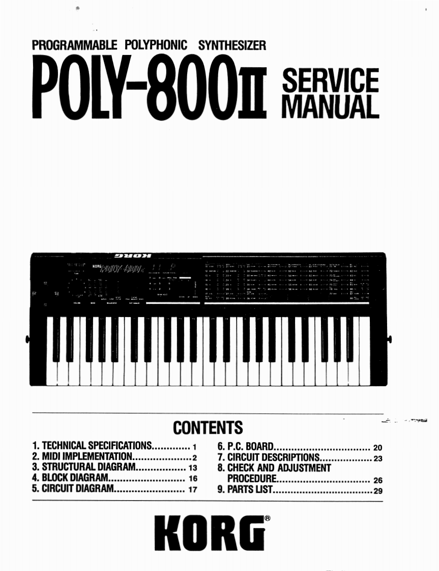 KORG_POLY-800II_维修手册电器原理图
