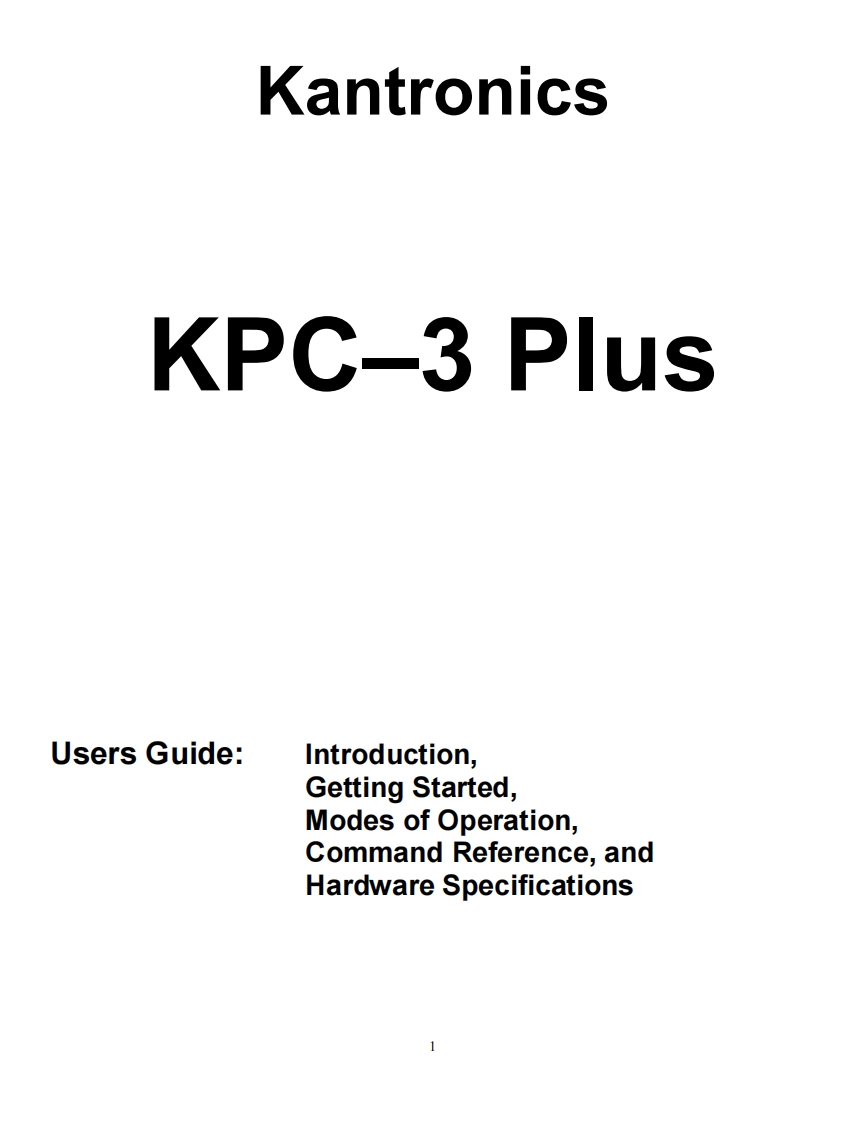 KPC-3Plus-Manual-RevH操作说明书手册