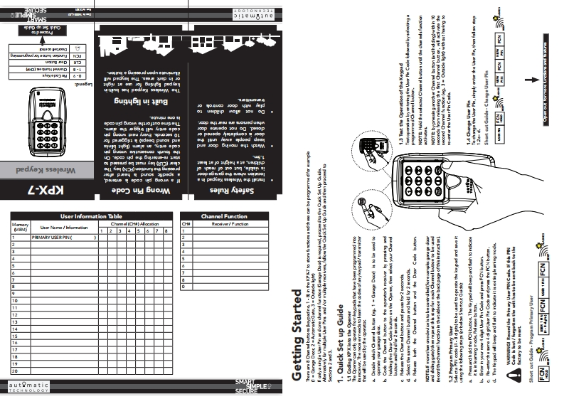 KPX-7-v1.0-TrioCode-Wireless-Keypad-操作说明书手册