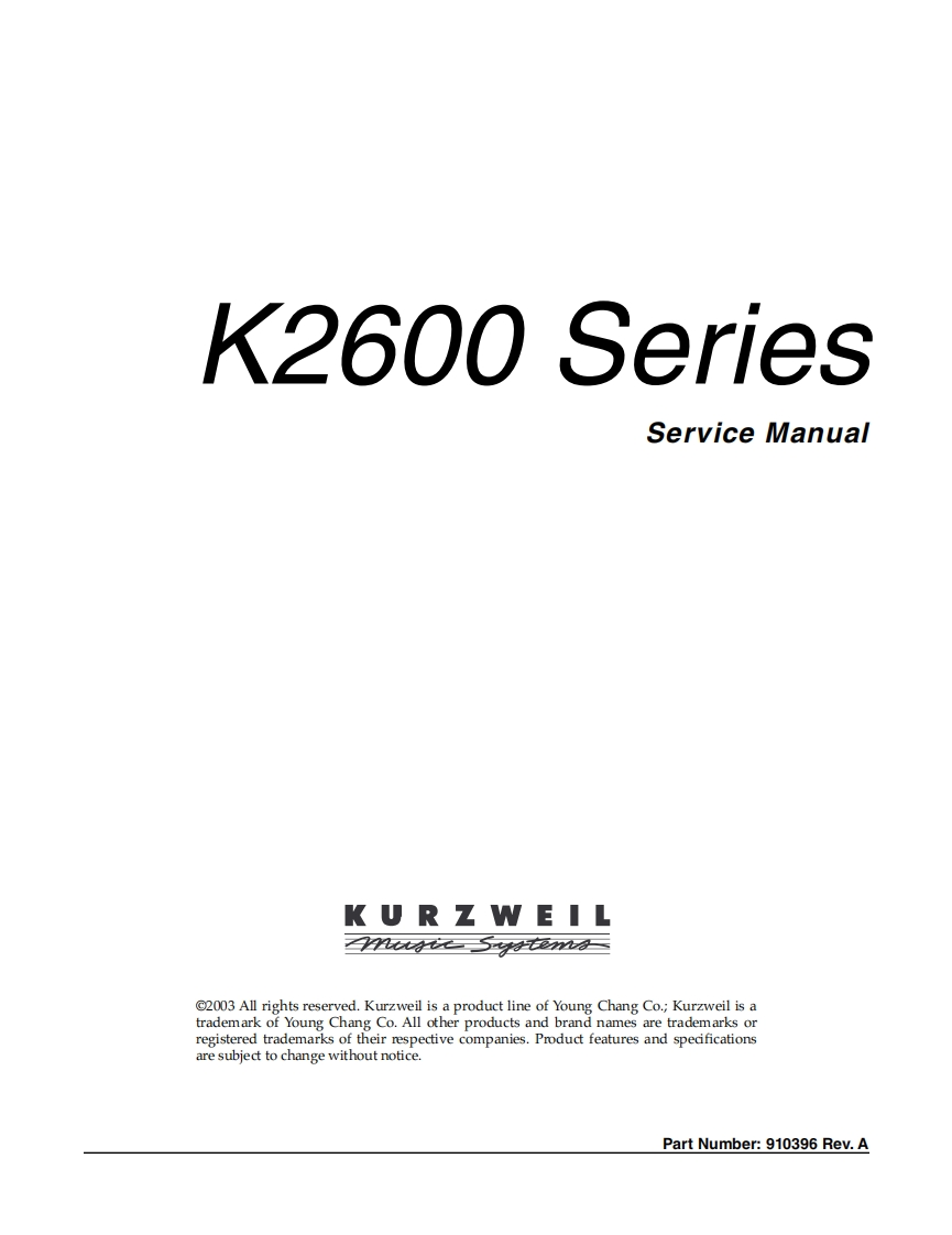 KURZWEIL_K2600_维修手册电器原理图
