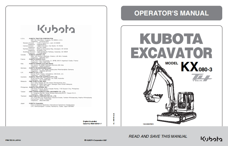 KX080-3S操作与日常维护说明书手册