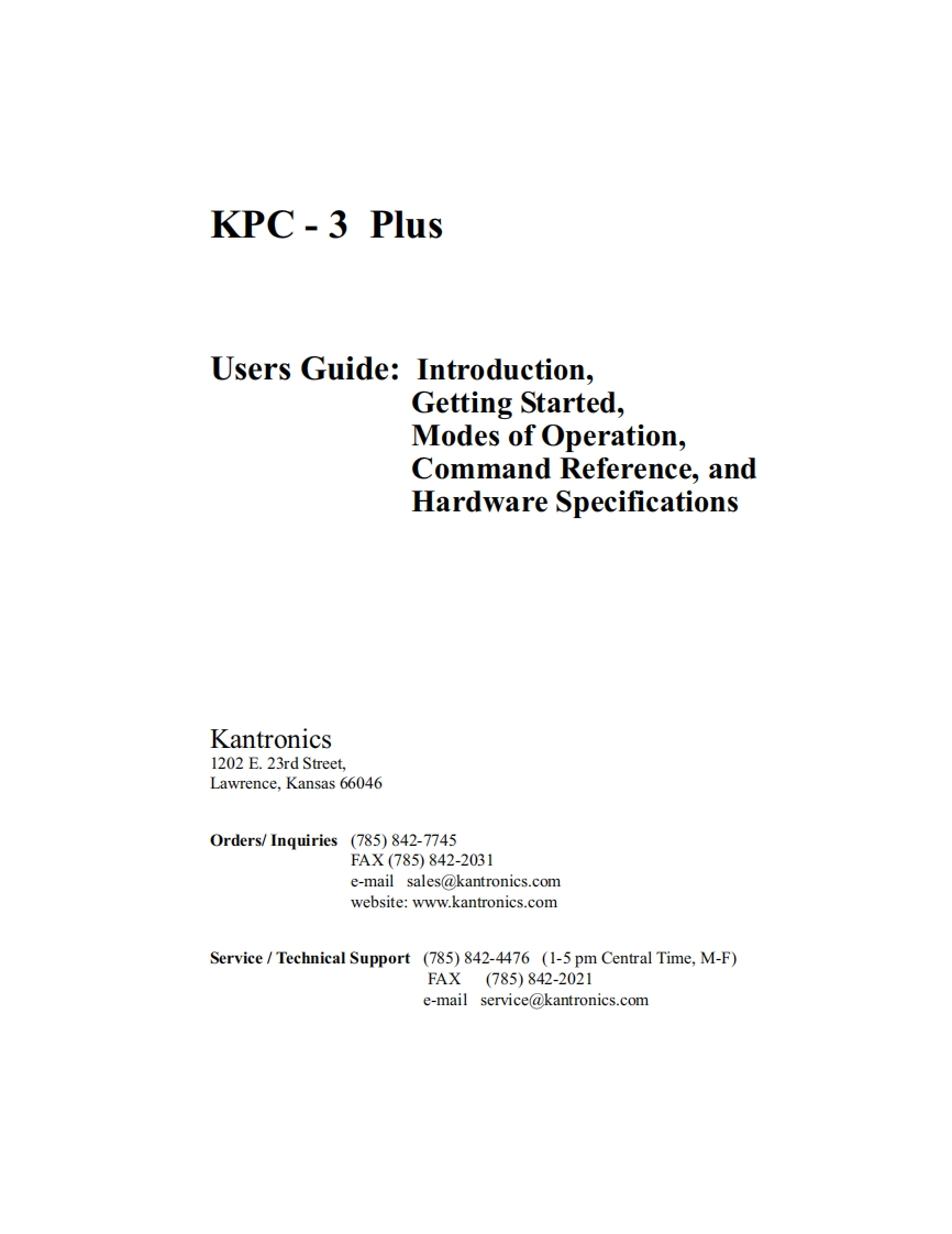 Kantronics-KPC-3-Plus-(Manual操作说明书手册)