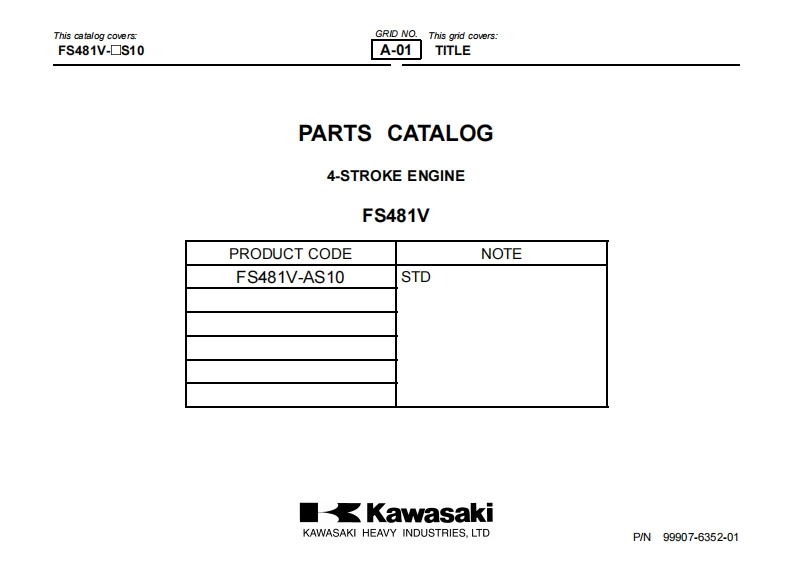 Kawasaki-FS481V--NEW-Engine-维修零部件手册