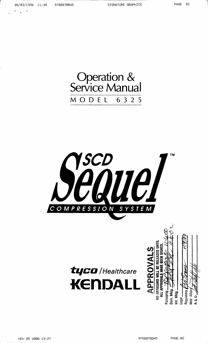 Kendall6325SequelSCD操作说明书手册