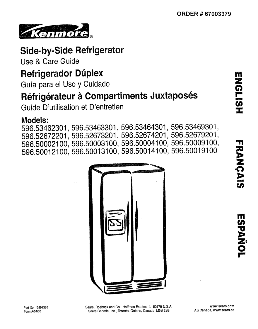 Kenmore-596.50013100-操作说明书手册