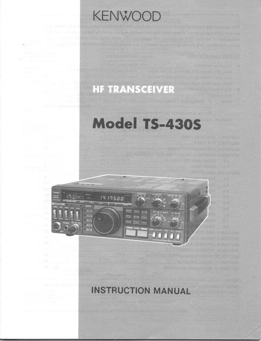 Kenwood---TS-430S-Instruction-Manual操作说明书手册