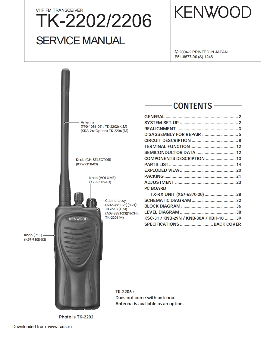 KenwoodTK-2202-2206维修手册含电器原理图