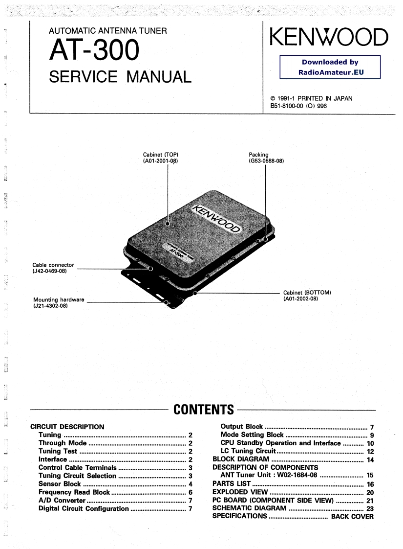 Kenwood_AT-300_serv维修手册含电器原理图