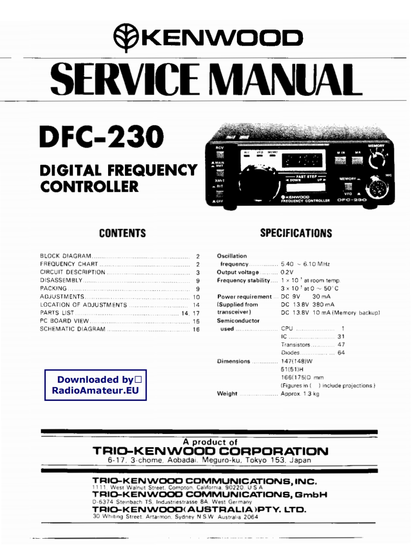 Kenwood_DFC-230_serv维修手册含电器原理图_WA0KKE