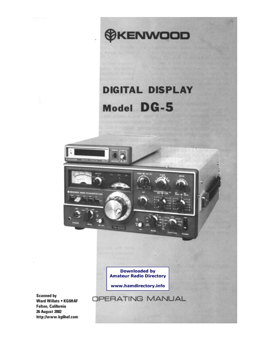 Kenwood_DG-5_user操作说明书手册