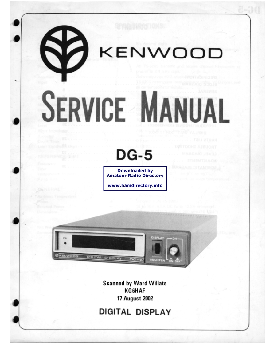 Kenwood_DG-5_维修说明书手册