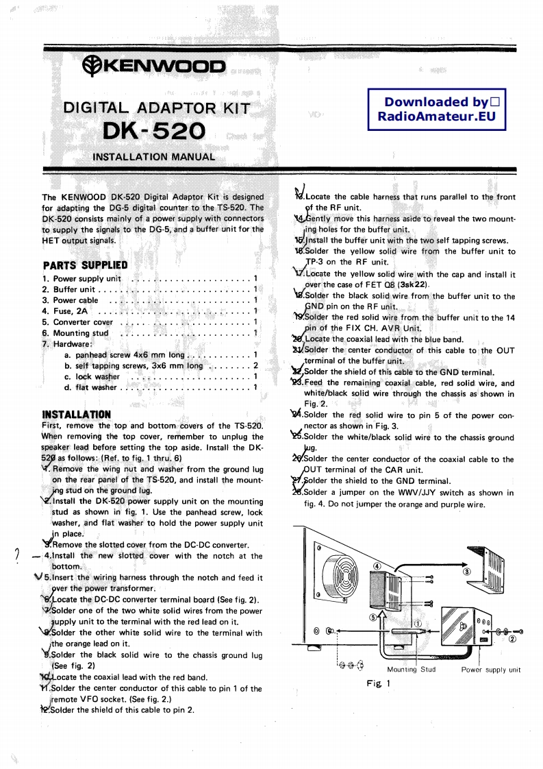 Kenwood_DK-520_user操作说明书手册_PA3AGZ