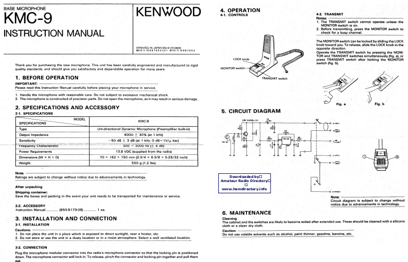 Kenwood_KMC-9_user操作说明书手册
