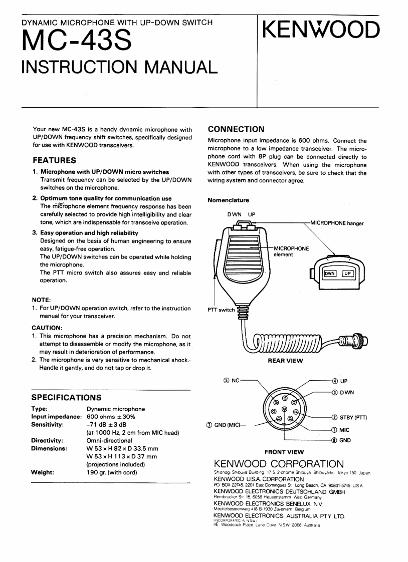 Kenwood_MC-43S_user操作说明书手册