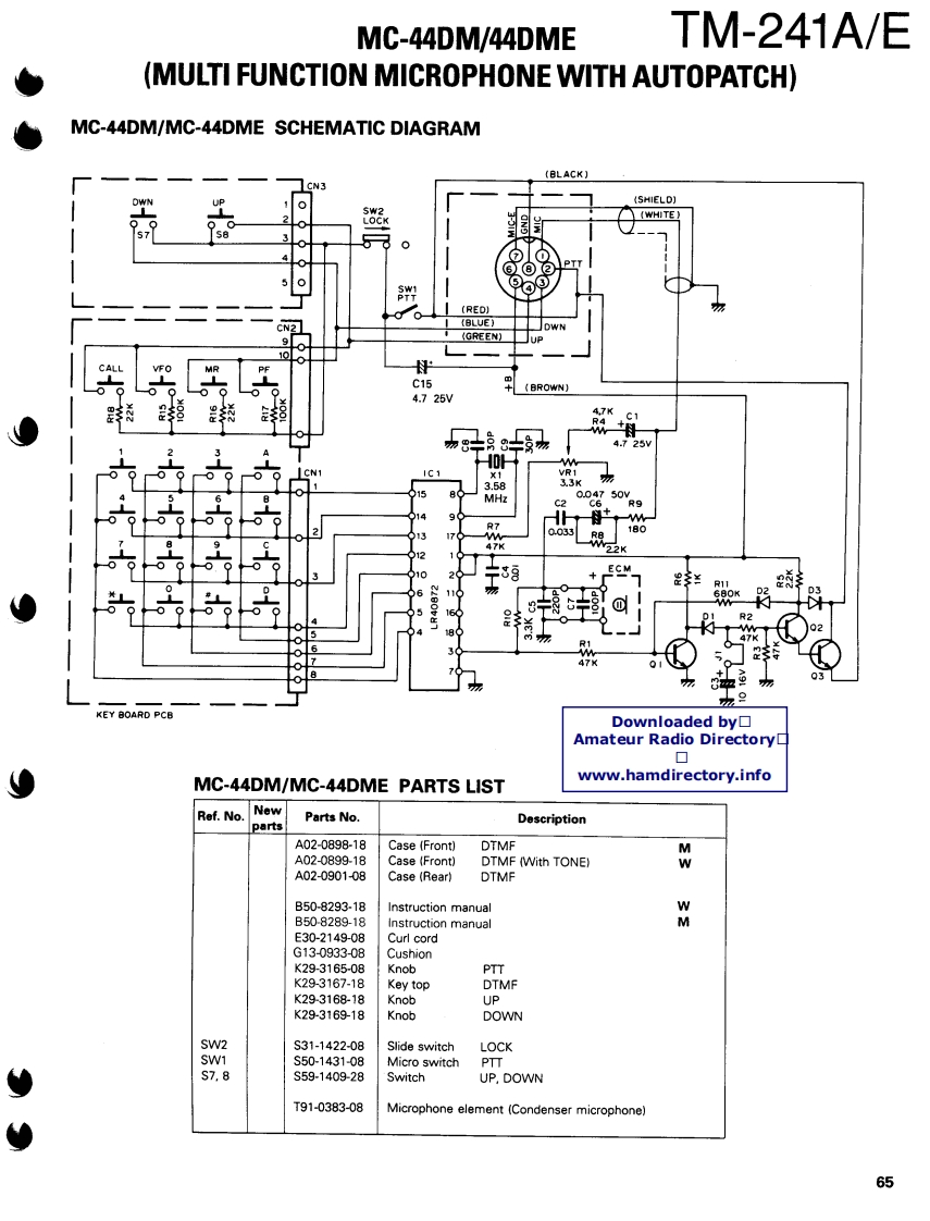 Kenwood_MC-44DM_DME_电器原理图