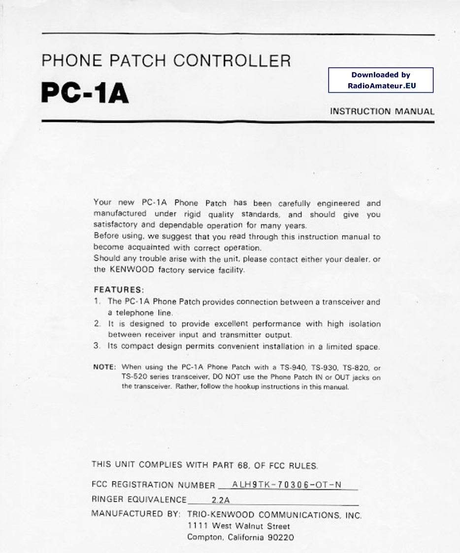Kenwood_PC-1A_user操作说明书手册