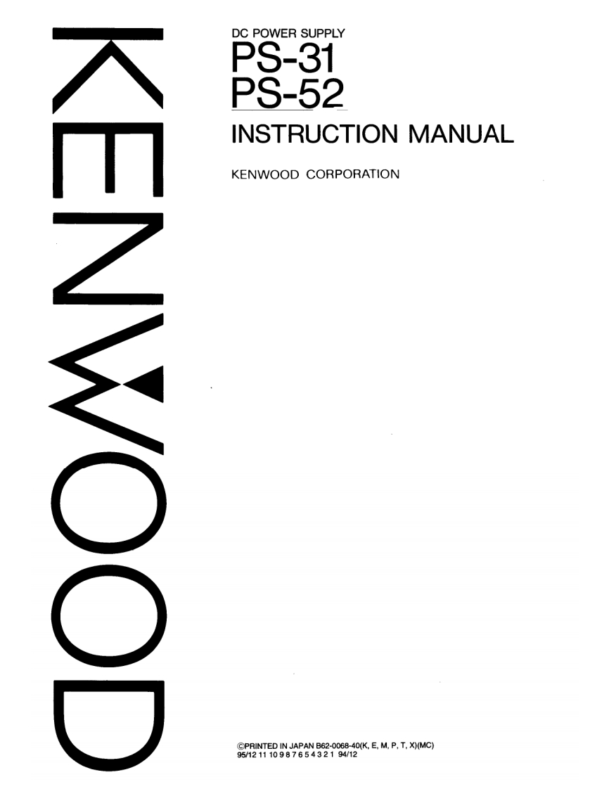 Kenwood_PS-31_PS-52_user操作说明书手册