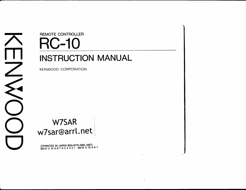 Kenwood_RC10操作说明书手册