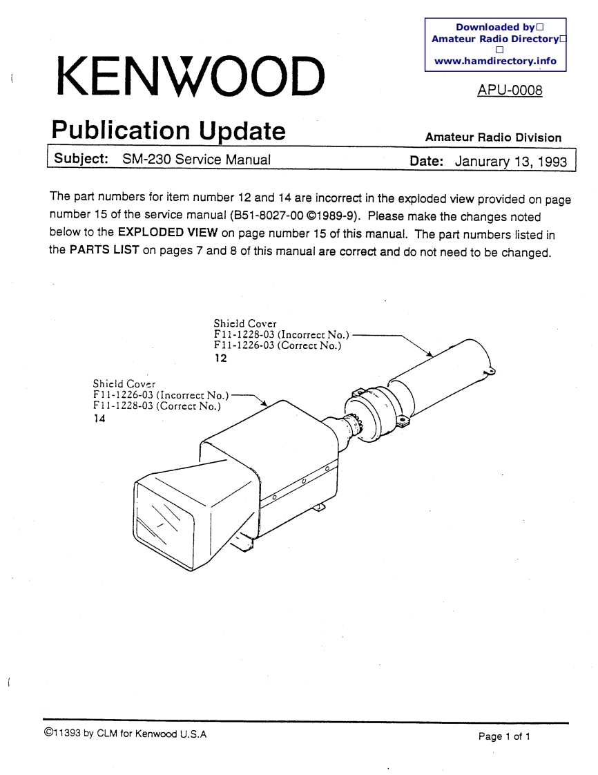 Kenwood_SM-230_serv维修手册含电器原理图