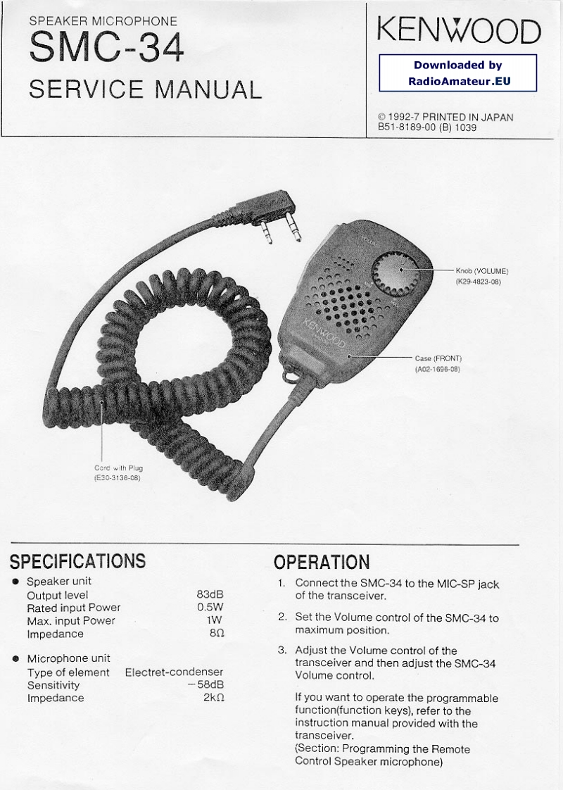 Kenwood_SMC-34_维修说明书手册