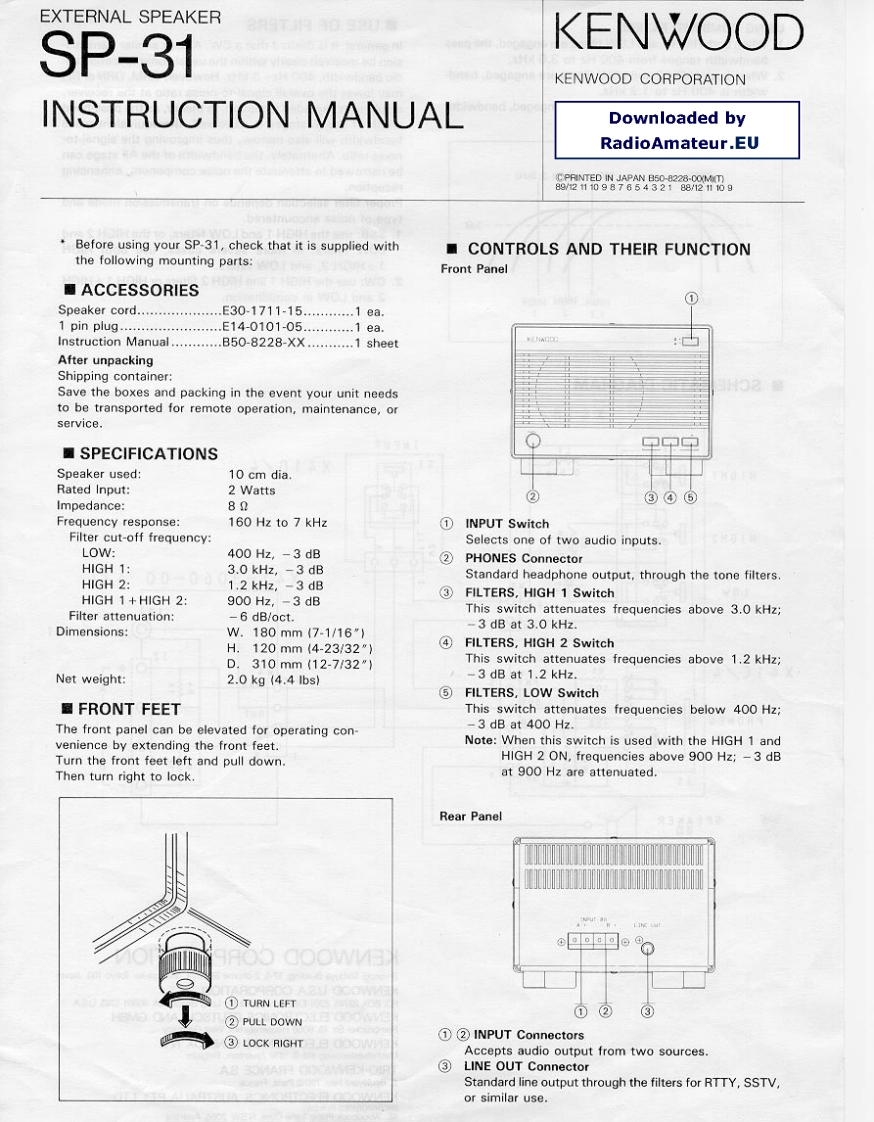 Kenwood_SP-31_user操作说明书手册
