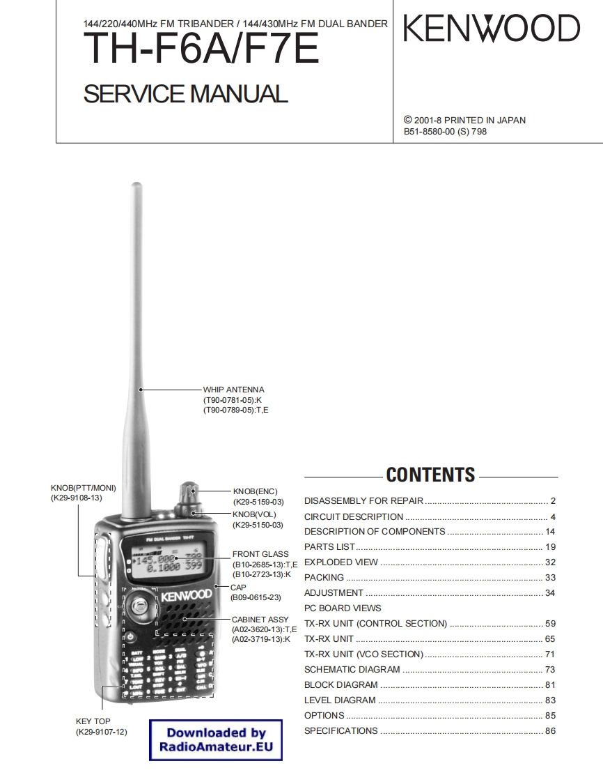 Kenwood_TH-F6_TH-F7_serv维修手册含电器原理图_YO3HJV