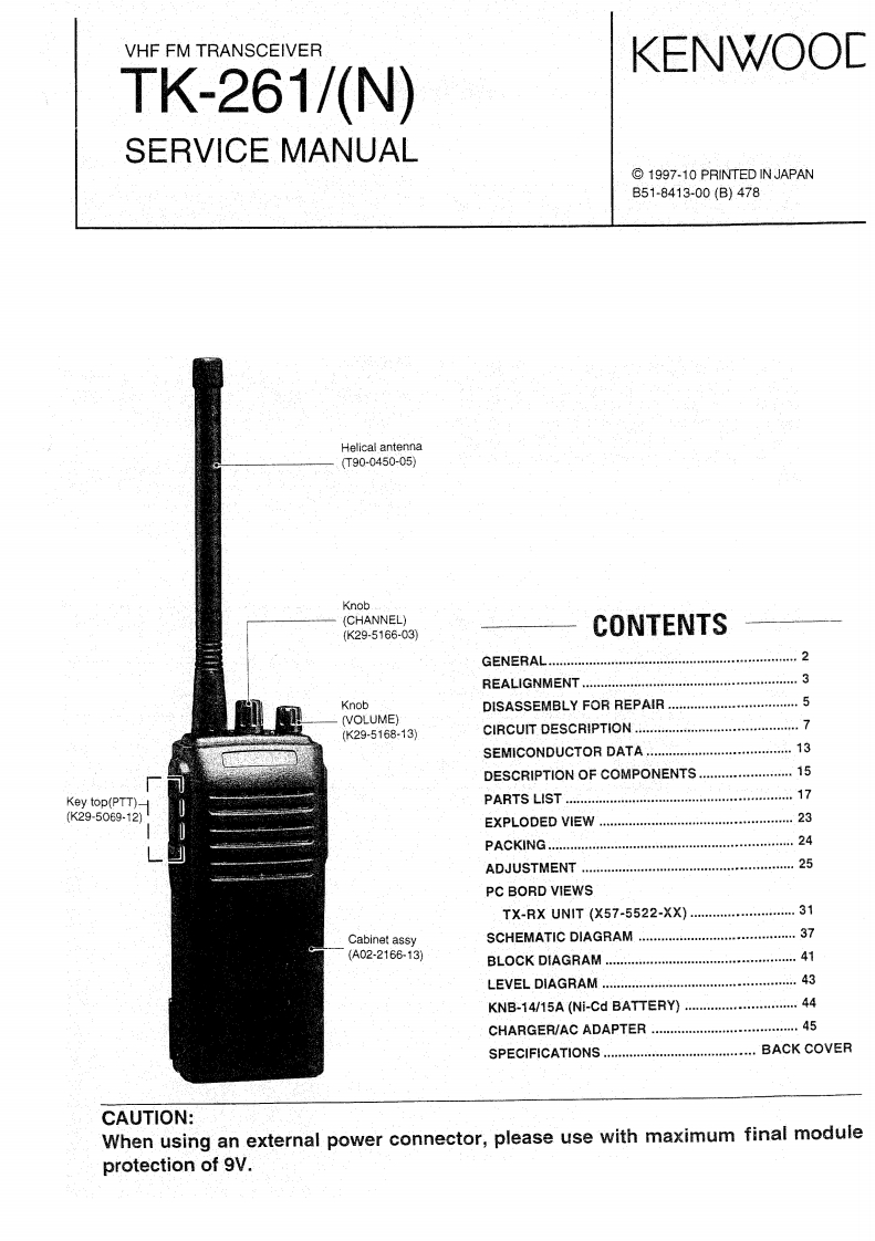Kenwood_TK-261_N_维修维护电器原理图手册_1997