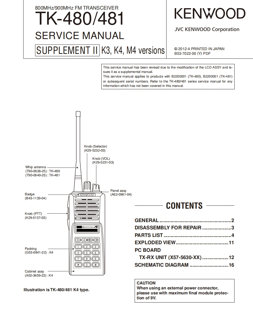 Kenwood_TK-480_TK-481_K3_K4_M4_versions_维修说明书手册_supplement_2_2012