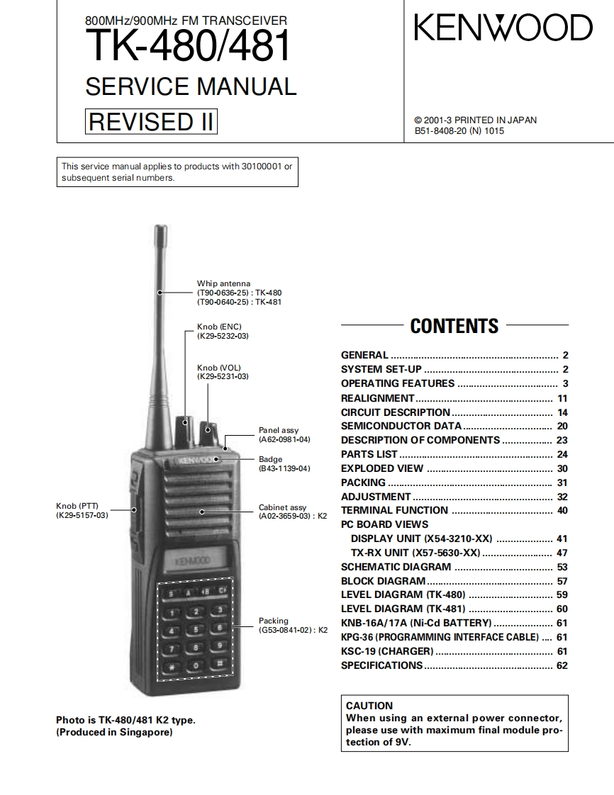 Kenwood_TK-480_TK-481_维修维护电器原理图手册_2001