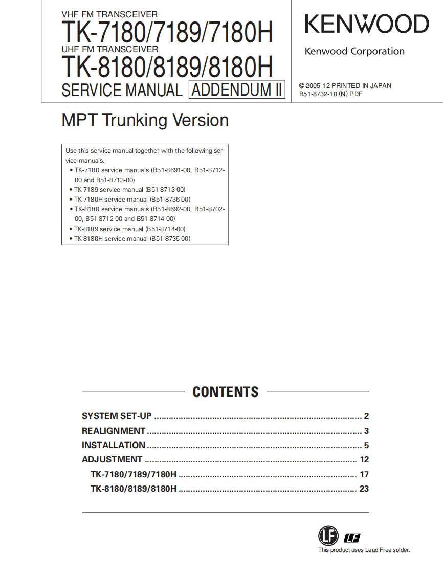 Kenwood_TK-7180_H_TK-7189_TK-8180_H_TK-8189_维修说明书手册_addendum2_2005