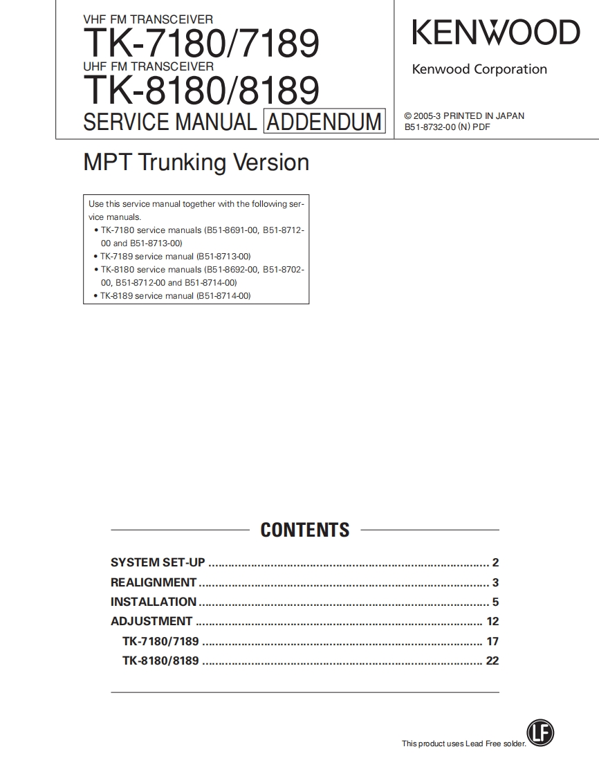 Kenwood_TK-7180_TK-7189_TK-8180_TK-8189_维修说明书手册_addendum_2005