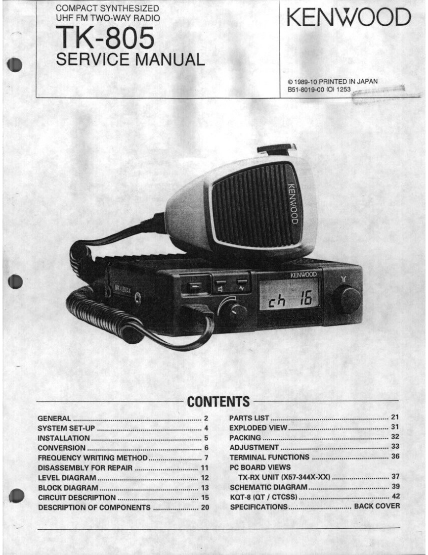 Kenwood_TK-805_维修维护电器原理图手册