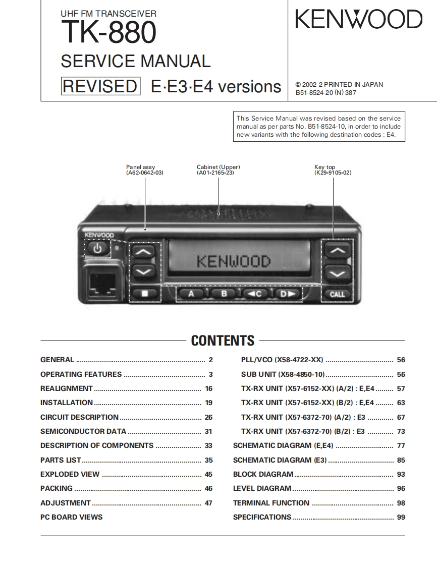 Kenwood_TK-880_serv维修手册含电器原理图
