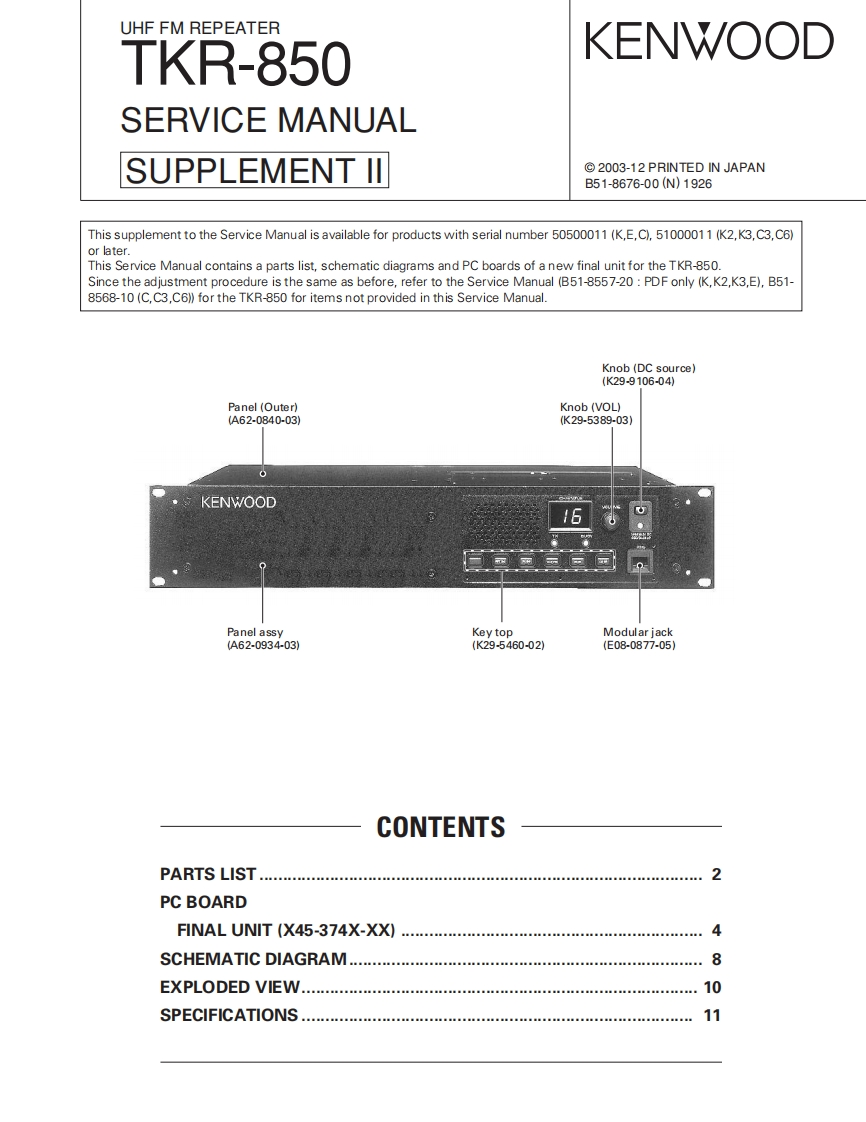 Kenwood_TKR-850_维修说明书手册_supplement2_2003