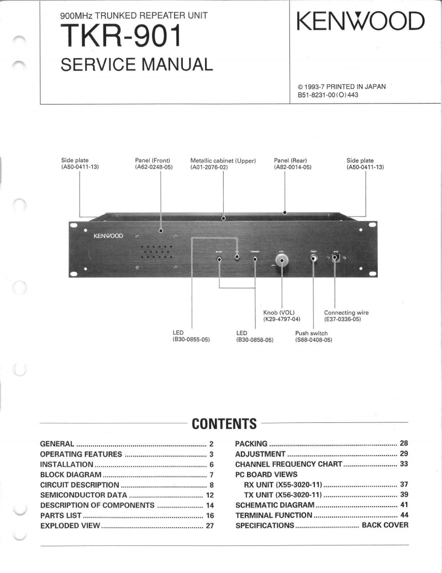 Kenwood_TKR-901_维修维护电器原理图手册_1993
