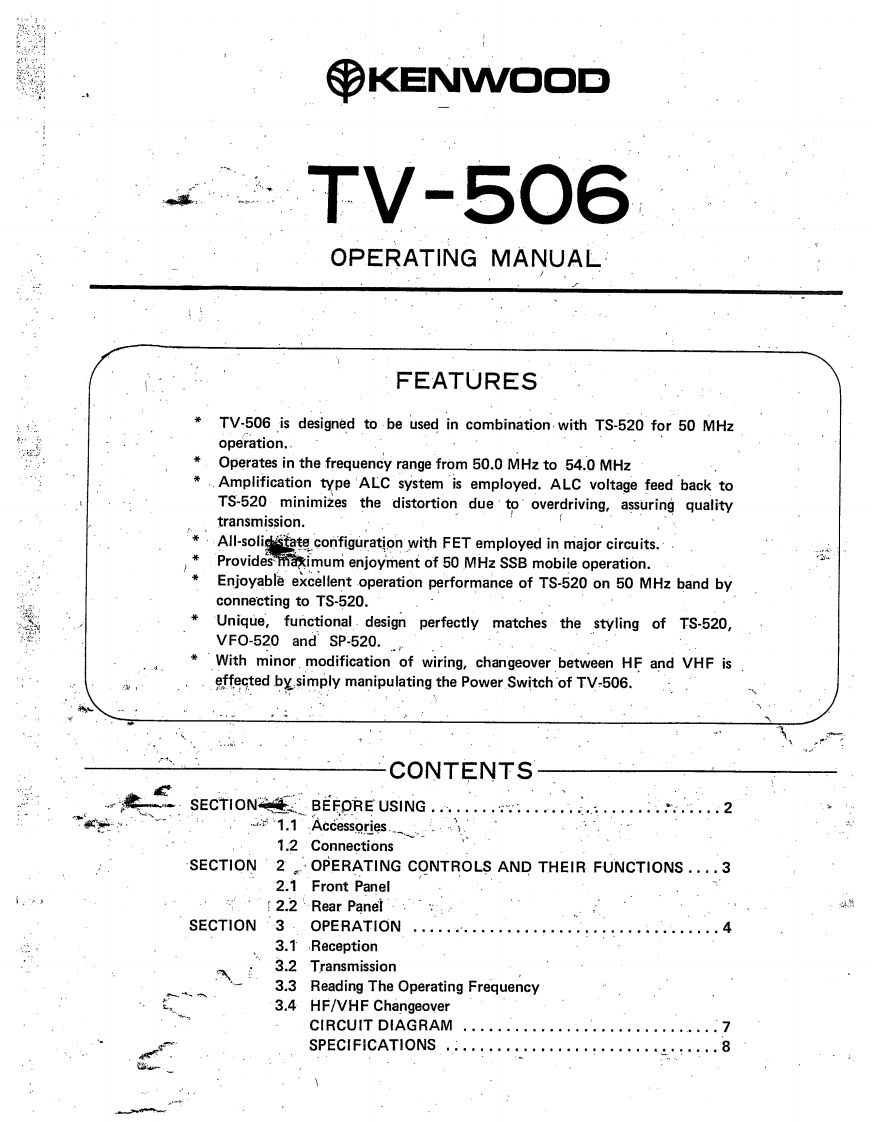 Kenwood_TV-506_user操作说明书手册
