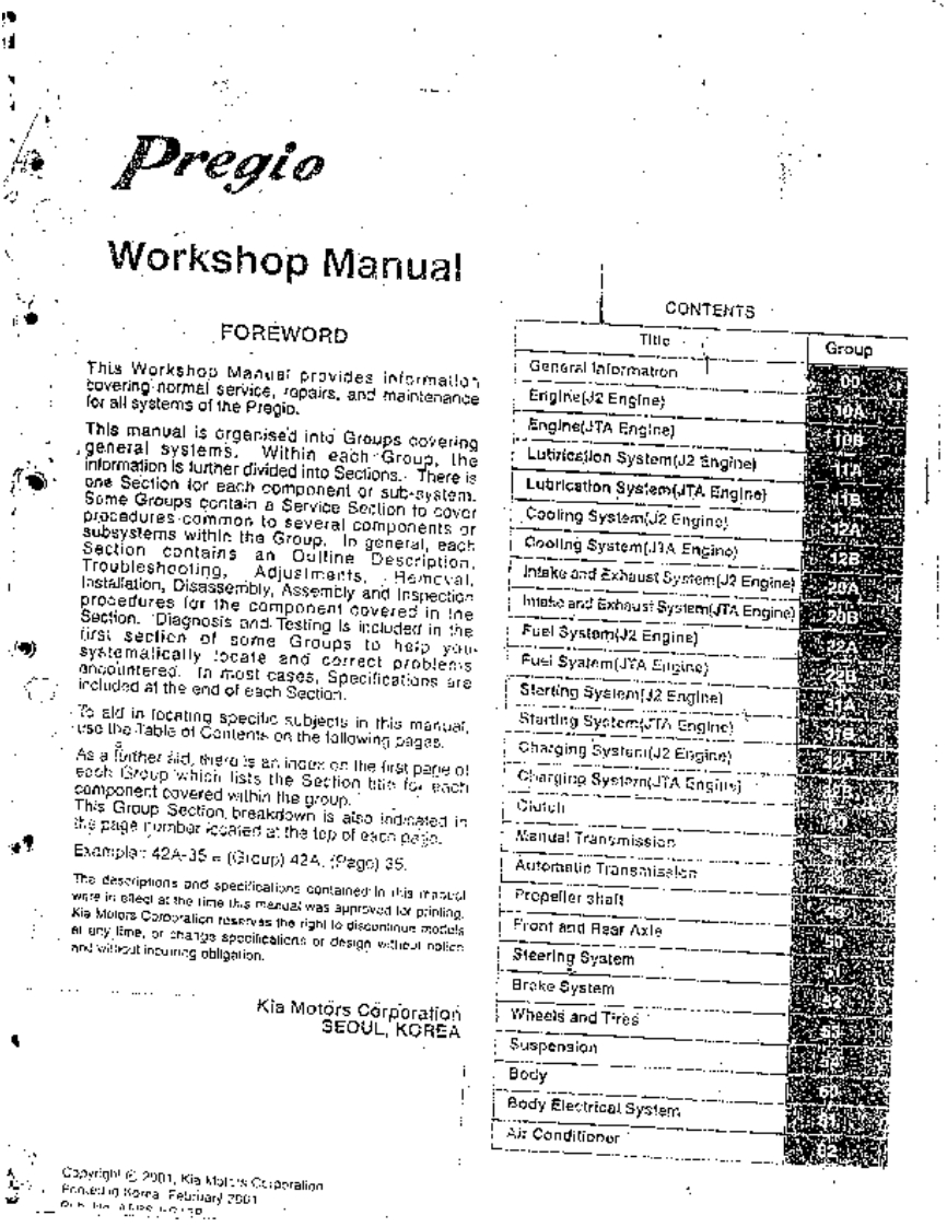 Kia-Pregio-Cargo-Van-Workshop-Manual维修维护手册-PDF