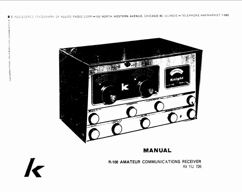 Knight_R-100A_Manual操作说明书手册