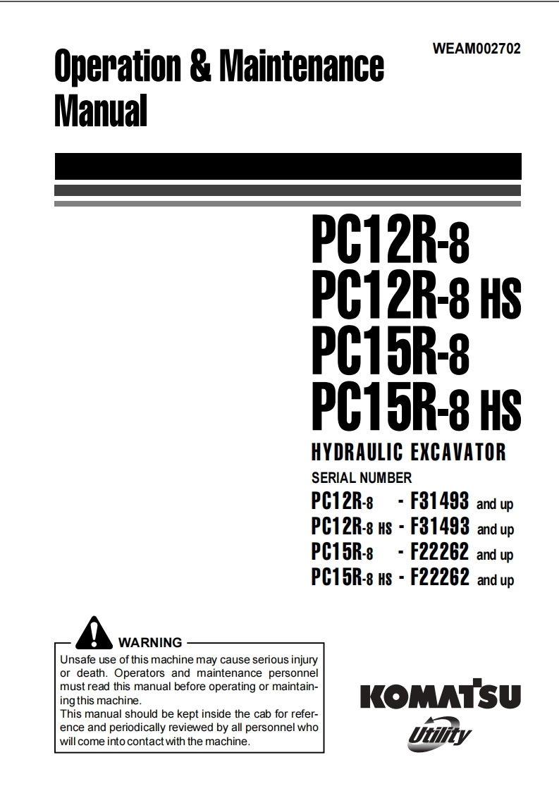 Komatsu-PC12R-8-PC15R-8-Hydraulic-Excavators-维修维护手册-PDF