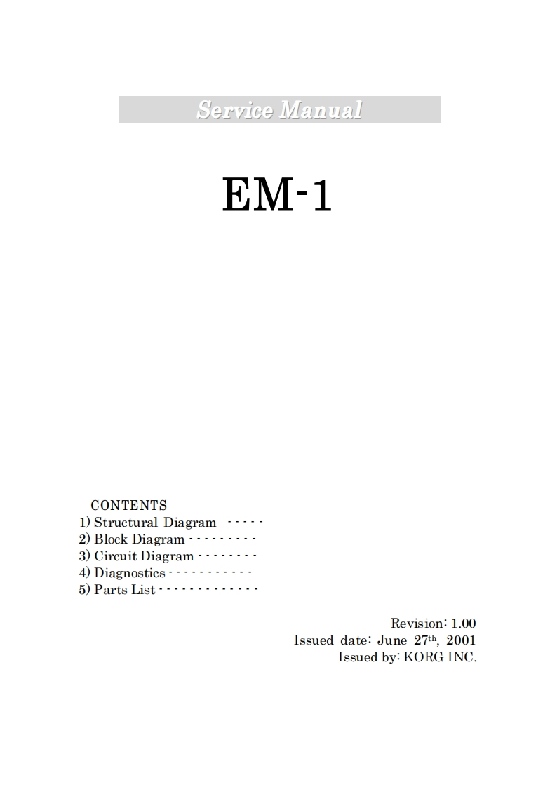 Korg-EM1-service-manual维修操作说明书手册